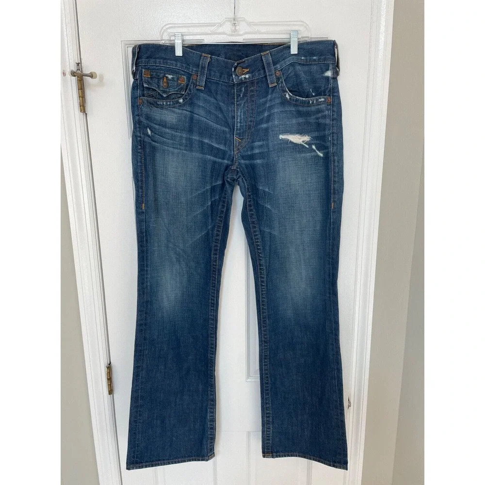 True Religion Jeans‎ Men's 36x34 Ricky Super T Stitched Flap Pockets Relaxed USA